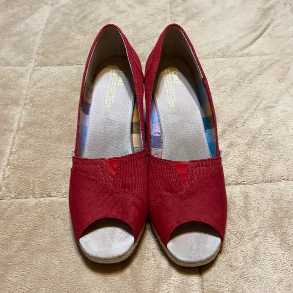 Toms open toed red wedge Shoes